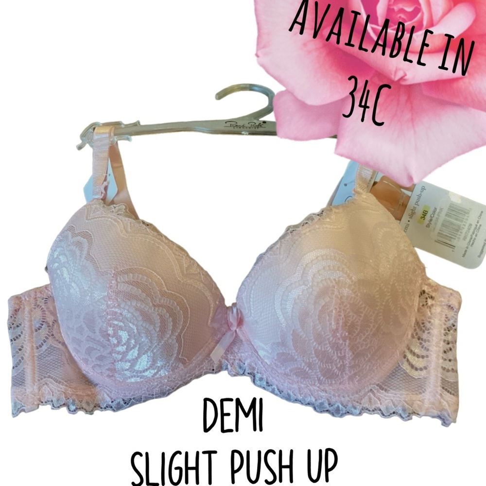 - 🌸Lace Bra Demi Slight Push Pink